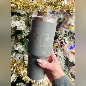NEW Authentic Coal Stanley Quencher 30 oz No Handle Pre-Engraved - Dr Brianna
